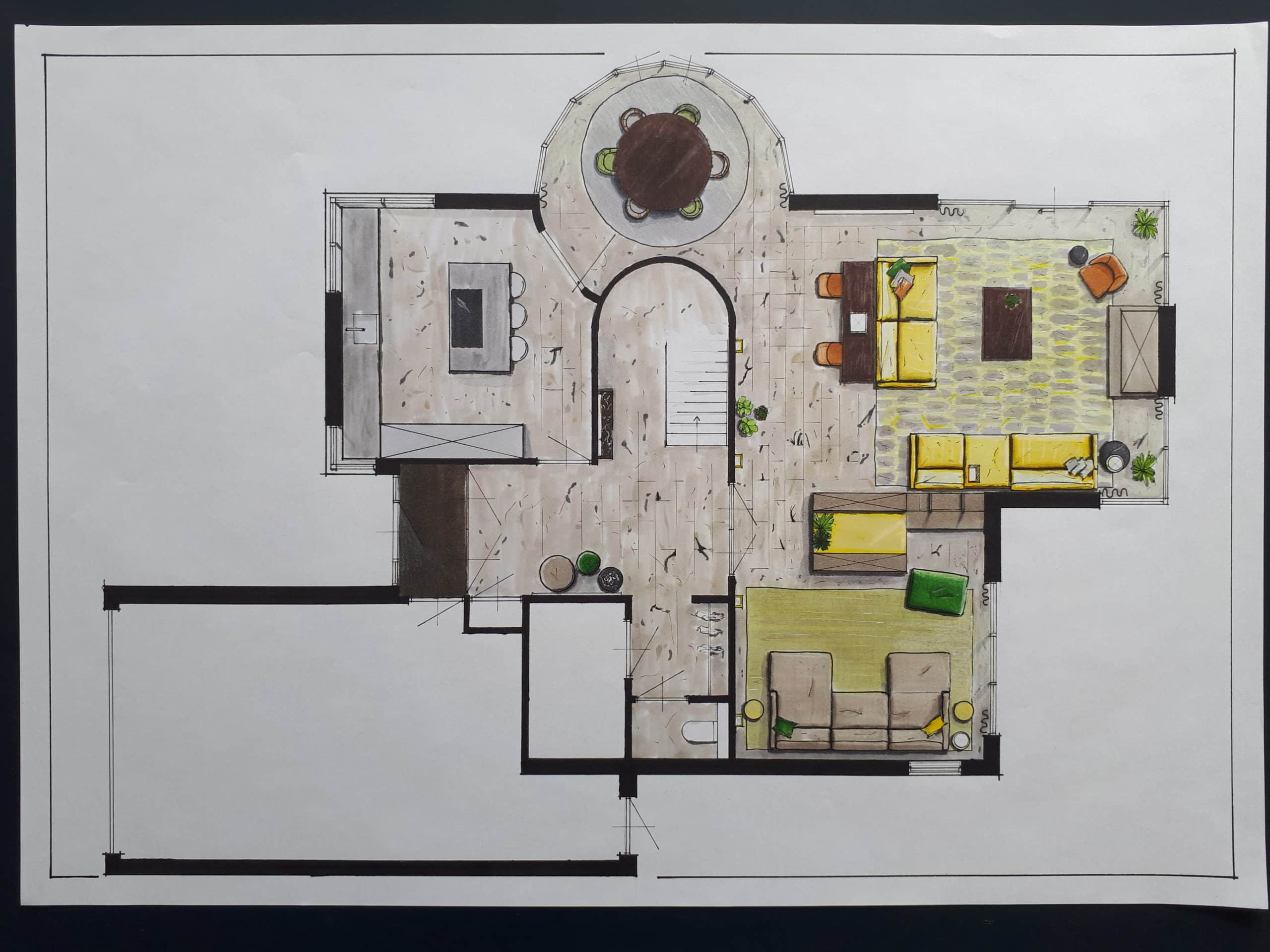 Plattegrond interieurontwerp project Warmond bij Leiden door interieurdesigner Elroy